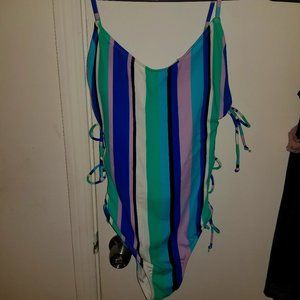 Blue Striped Swimsuit